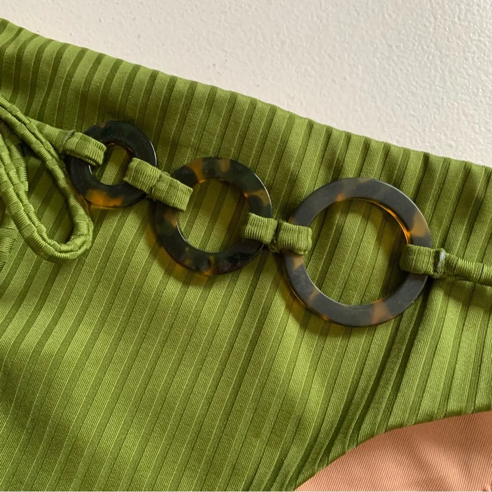 J Crew Size Small Wide-Rib High-Rise Bikini Bottom in Canteen Green NWT - Picture 3 of 12